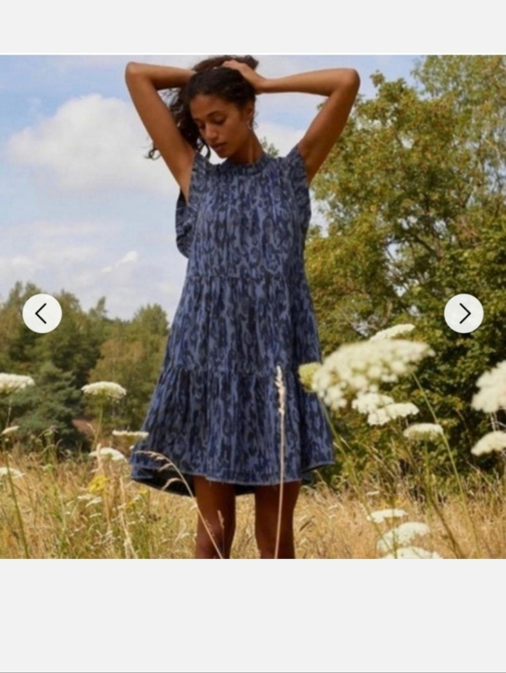 Anthropologie Blue Printed Tiered Sleeveless Dress Sz S